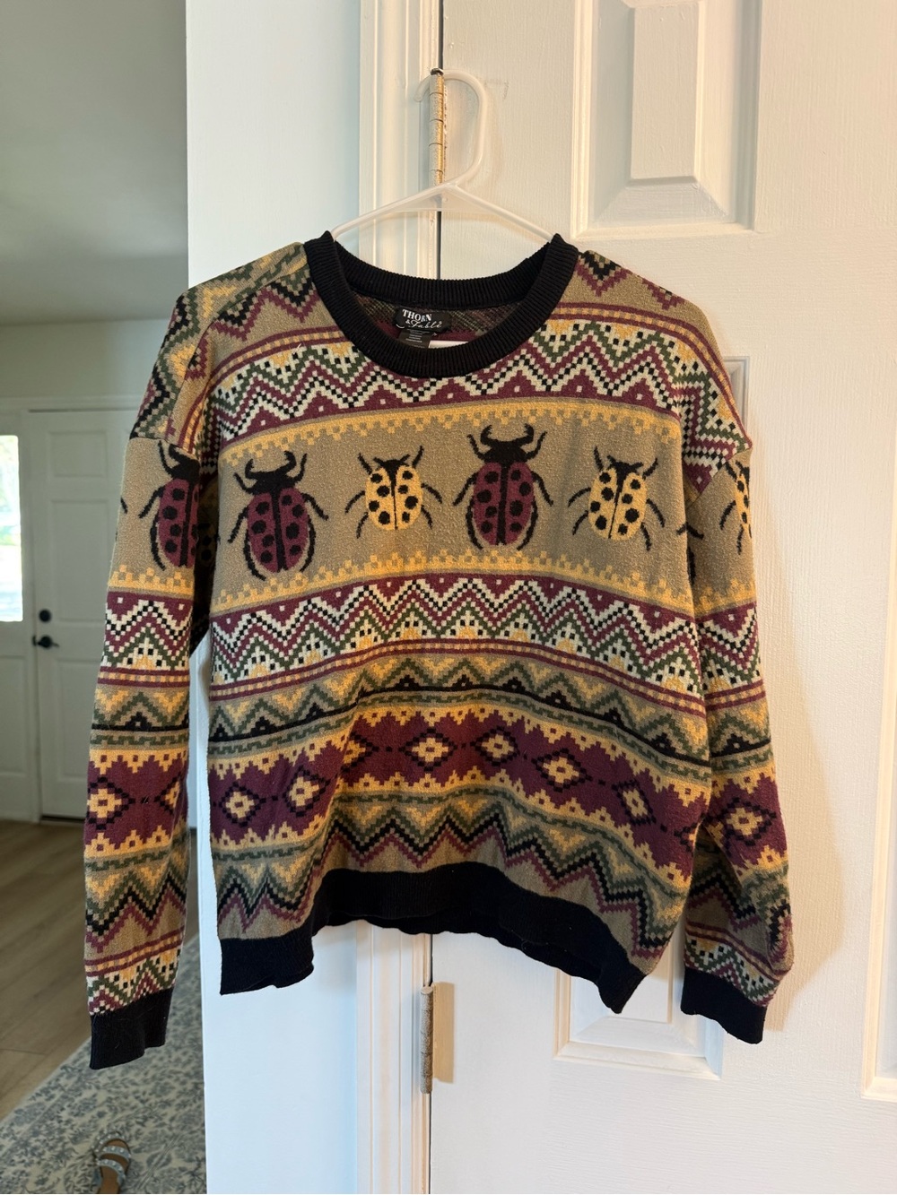 Fair Isle Beetle Crewneck Sweater - Multicolor